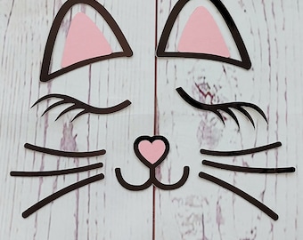 Cat face cake topper, cat face set, cat face cake decoration, cake decorations,