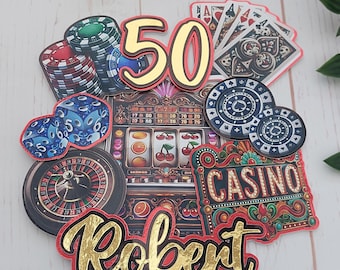 Casino cake topper, Casino, Casino 3d cake topper, happy birthday, birthday cake topper, birthday party,