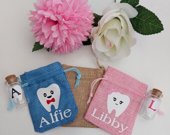 Tooth fairy bag, tooth fairy pouch, tooth fairy jar, personalised, keepsake, tooth fairy,