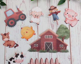 Farm animals cake charms, Farm, Farm animals cake decorations, Farm cake topper, Animals, happy birthday, birthday cake topper,