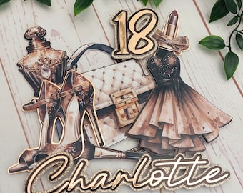 Glamour cake topper, fashion cake topper, beauty cake topper, pamper cake topper, glamorous, lipstick, high heels, makeup cake topper