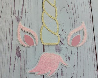 Unicorn cake topper, unicorn horn ears and eyes, unicorn horn & ears, unicorn horn cake topper, sparkly unicorn unicorn horn set,