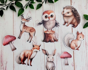 Woodland animals cake charms, animals cake topper, animals cake decorations, happy birthday, 3d cake topper, birthday party,