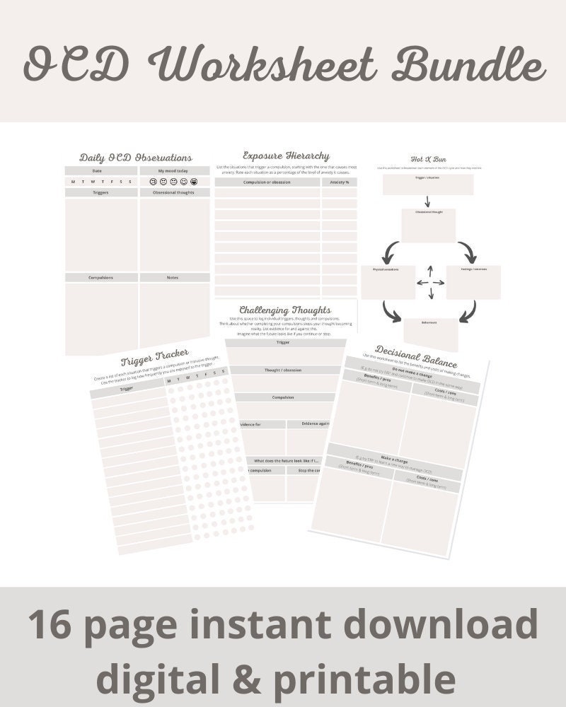 ocd workbook erp therapy worksheets mental health etsy australia