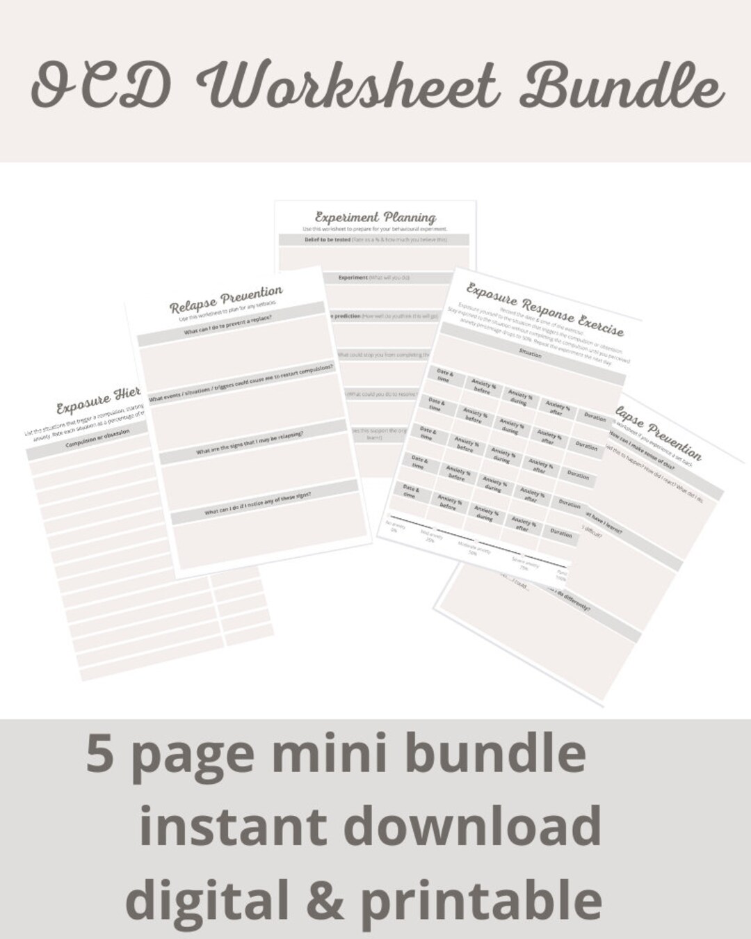 ERP Mini Bundle | ERP Workbook | OCD Workbook | Therapy Worksheets ...