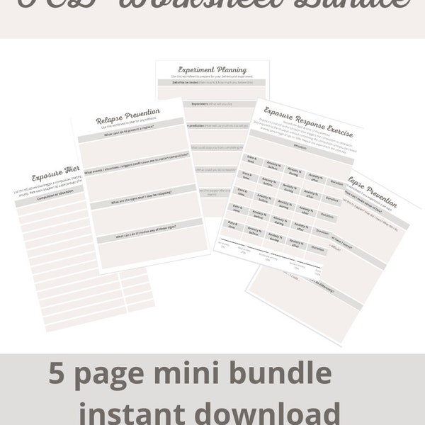ERP Mini Bundle | ERP Workbook | OCD Workbook | Therapy Worksheets | Mental Health Printable | Digital Download | Exposure Response
