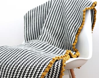 Minimalist Throw Crochet Pattern  - Modern Design, Soft & Cozy - Stripes