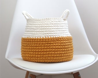 Crochet Basket Pattern: Beginner-Friendly T-Shirt Yarn Round Bin (PDF Pattern)