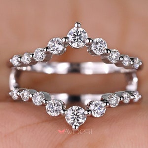 Lab Grown Diamond Ring Enhancers and Wraps Guard Ring Jacket, Matching Band for Engagement rings Floating Diamond Wedding Band Chevron Ring
