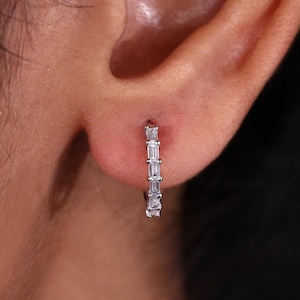 Aros de diamantes baguette para mujer: regalos de cumpleaños para ella