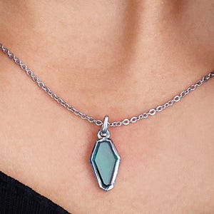 Portrait Cut Coffin Moissanite Pendant, Green Moissanite Pendant, Bezel Set Moissanite Pendant, Gift Pendant For Women, Pendant For Necklace