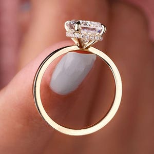 2.41 TW Radiant Cut Engagement Ring, Hidden Halo Ring for Women, Crushed Ice Moissanite Wedding Ring, Propose Ring, Plain Ring, Claw Prongs
