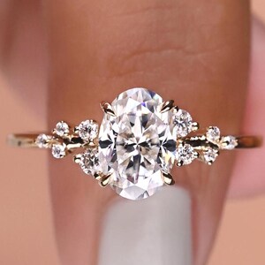 Snowdrift 1.30 CT Oval Cut Engagement Ring, Colorless Moissanite Wedding Ring, Proposal Ring, Anniversary Ring For Women, 4-Claw Prongs Ring