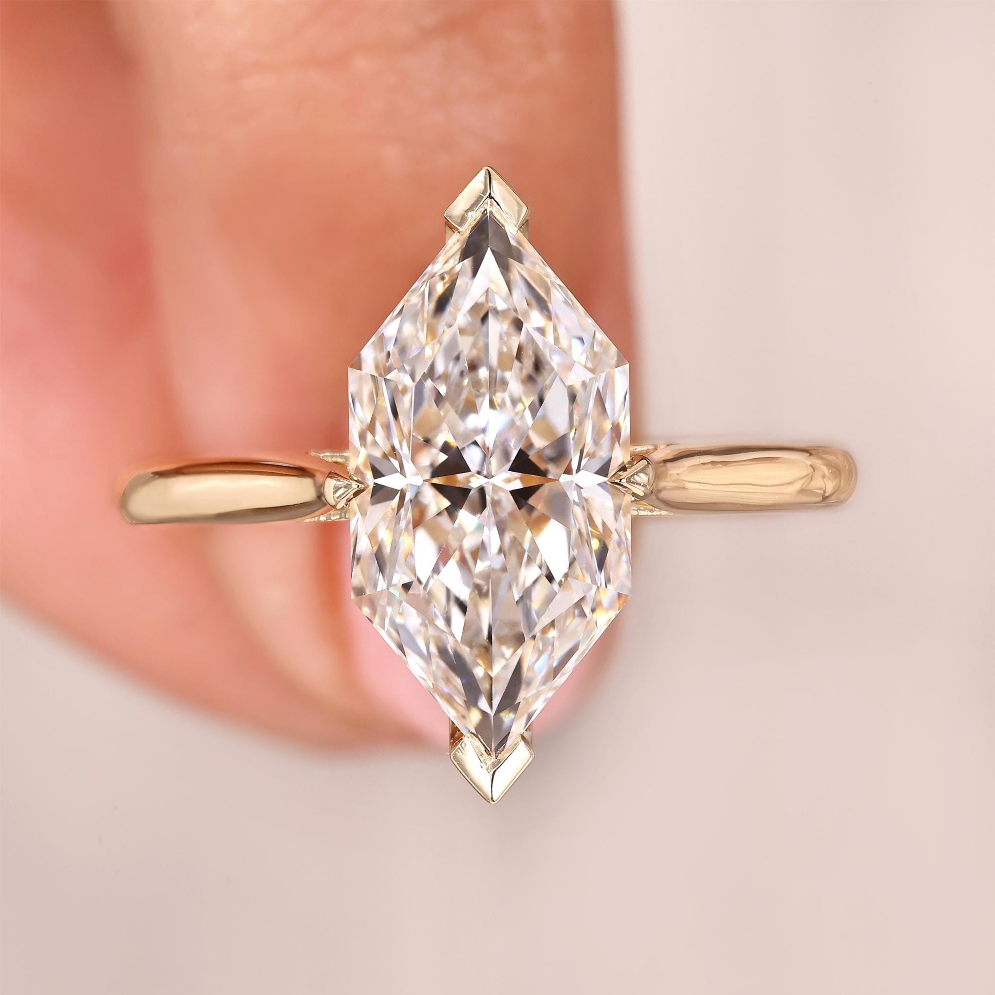Dutch Shape Ring Solitaire Dutch Marquise Engagement Ring Gold: IGI Certified 1 to 5 ...