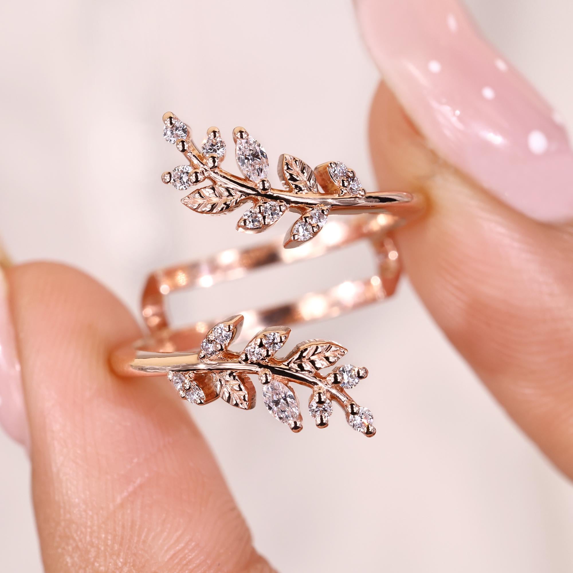 Nature Inspired Ring Enhancer: Lab Grown Diamond Wedding Wrap