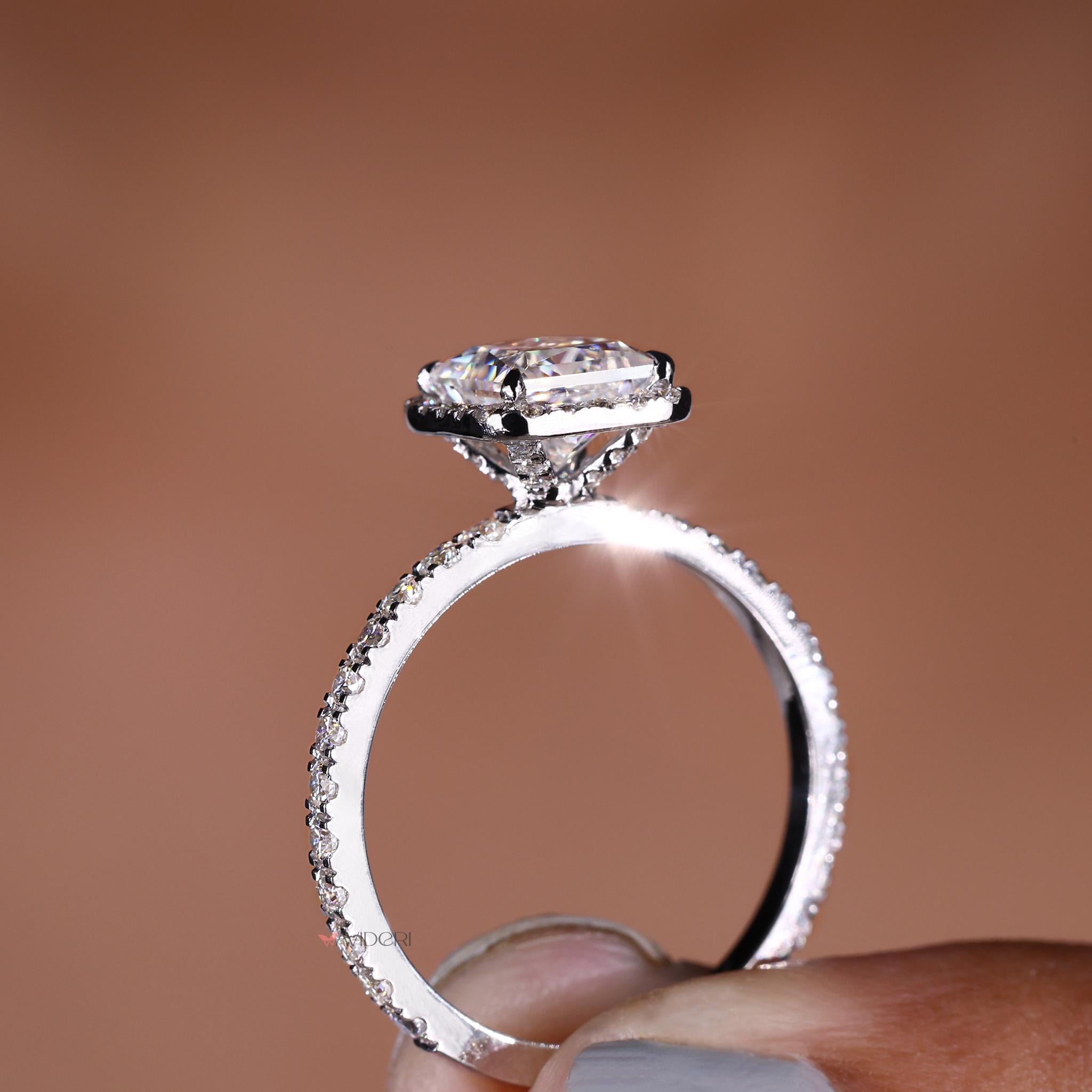 Anello Halo Fidanzamento In Argento 925 | Zirconia Principessa 1,50 Ct | Taglie J-S