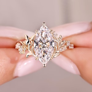 IGI certified marquise diamond engagement ring.
