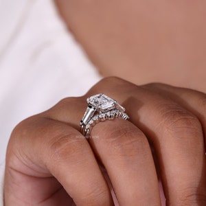 Three Stone Emerald Cut Engagement Rings Enhancer Wraps - Tapered ...