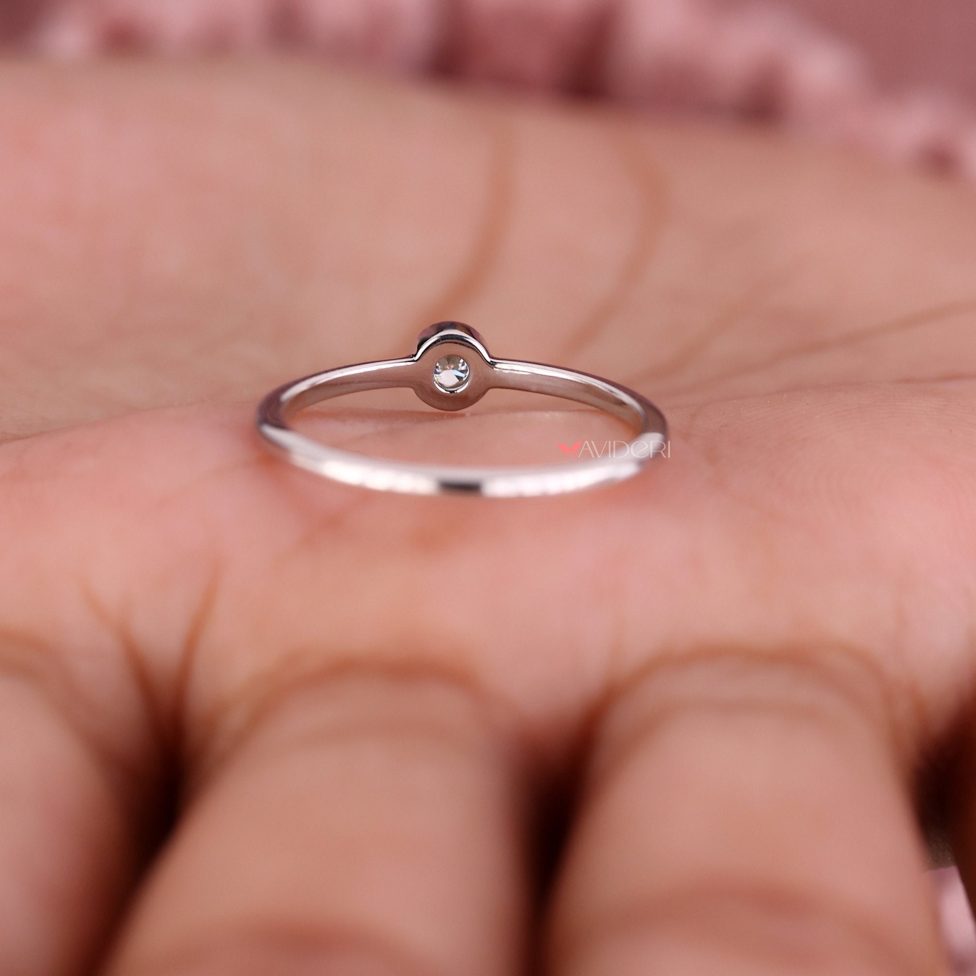 Minimalist Lab Grown Diamond Ring: Bezel Set Solitaire Promise
