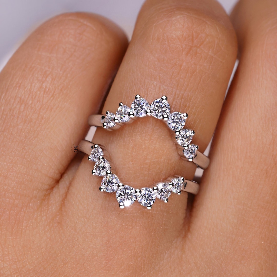 Ring Enhancer and Wrap, Round Cut Lab Grown Diamond Gap Wedding Band ...