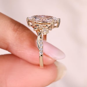 Nature inspired marquise diamond engagement ring.