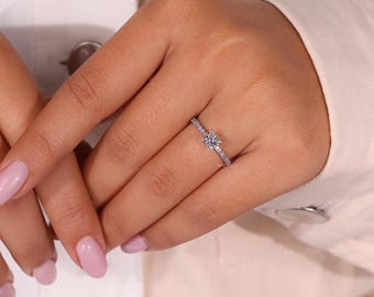 Half Carat Lab Grown Diamond Ring, Princess Cut Engagement Ring