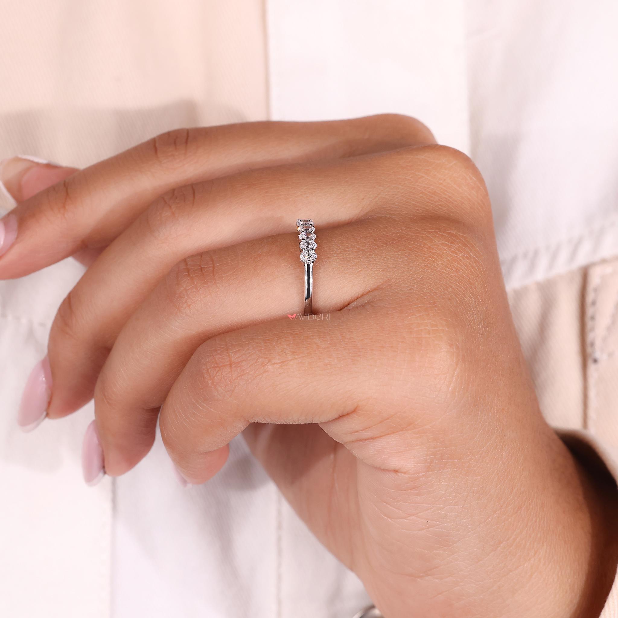 ラボグロウンダイヤモンドの結婚指輪：6石オーバルカットリング - Etsy