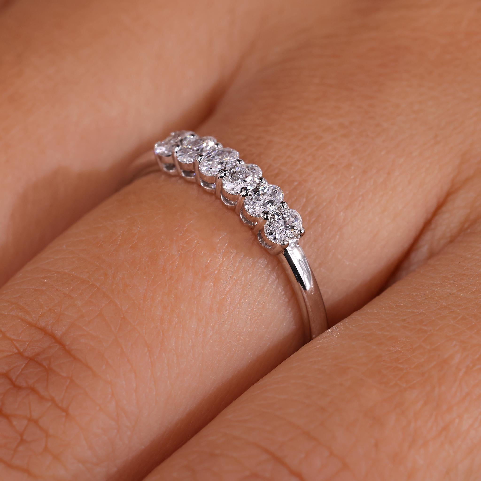 オーバル　リング　ラボグロウンダイヤモンド0.973ct ラボグロウンダイヤモンドの結婚指輪：6石オーバルカットリング - Etsy