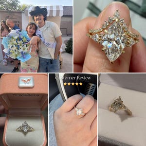 Kite and round side diamond ring for a unique look.