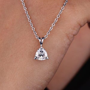 1.22 CT Trillion Cut Colorless Moissanite Pendant, Solitaire Wedding Pendant, Pendant For Necklace, Anniversary Gift For Her, Three Prongs