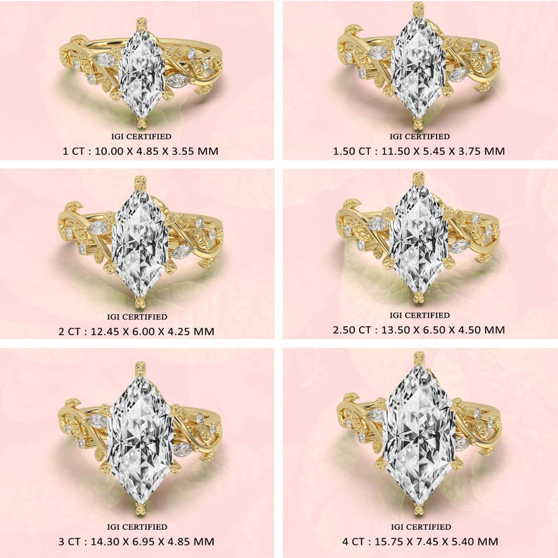 Dutch Marquise Engagement Ring Gold / Vintage Lab Grown Diamond Ring ...