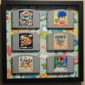 Nintendo NES N64 Cartridge Shadowbox Japanese Nintendo Game Decor with 6 cartridges