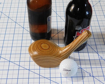 Vintage Laminated 3 Wood Club Head Bottle Opener - Wood Golf Club Head Upcycled