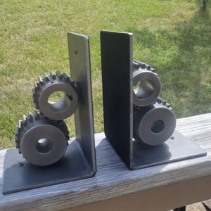 Industrial Gear Bookends Vintage Recycled Machine Parts