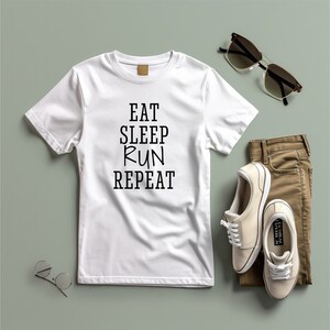 Eat sleep run repeat Tee Runner shirt funny running gift marathon fitness tshirt athlete workout tee unisex birthday