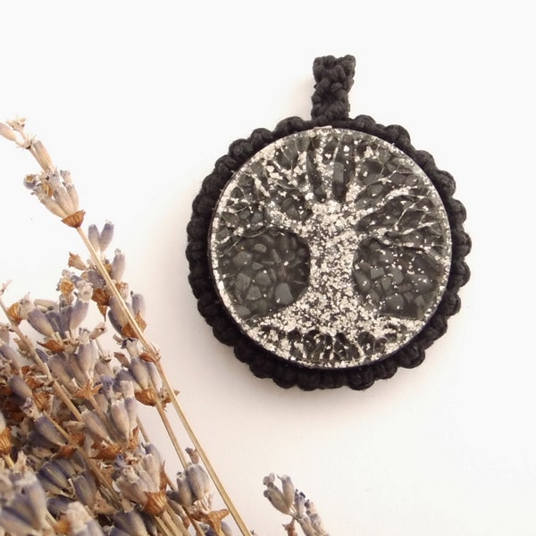 Orgonite - Tree of Life, Tree of Life, Yggdrasil in cotton macramé, adjustable chain, TENSORRING