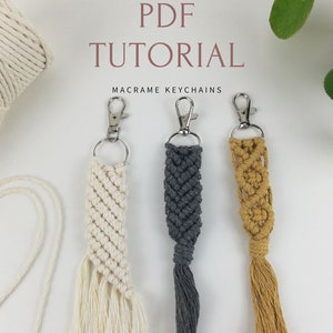 3 Macrame Keychain Patterns PDF | Instant download Tutorial | Knot Guide included