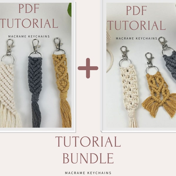 Macrame Keychain Pattern Bundle PDF | 6 Keychains | Instant download Tutorial | Knot Guide included