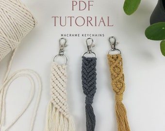 3 Macrame Keychain Patterns PDF | Instant download Tutorial | Knot Guide included