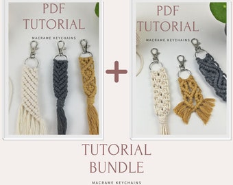 Macrame Keychain Pattern Bundle PDF | 6 Keychains | Instant download Tutorial | Knot Guide included