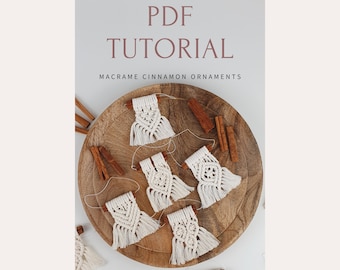 マクラメ シナモン オーナメント パターン 5 種類 | すぐにダウンロードできるチュートリアル | 結び方ガイド付き