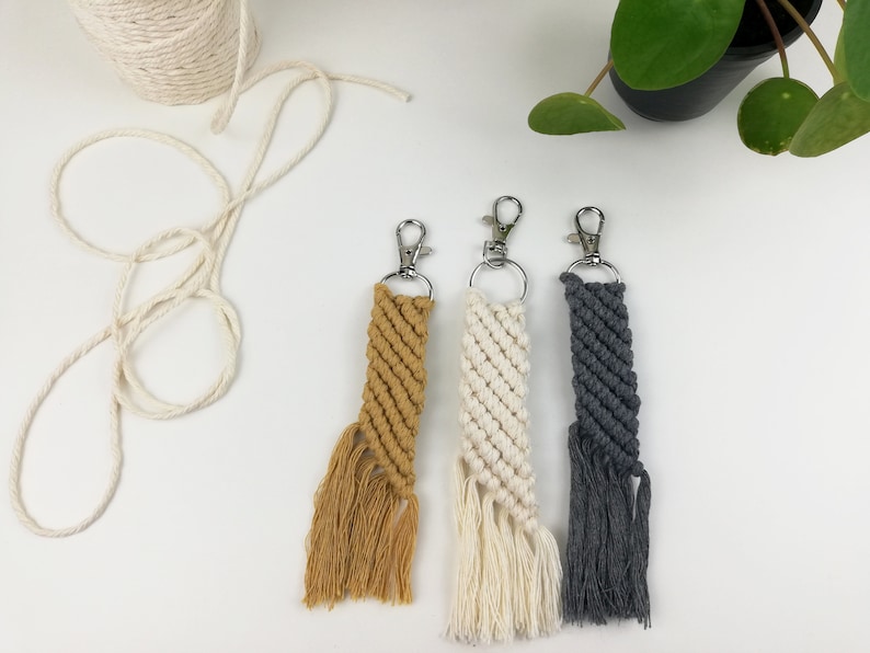 3 Macrame Keychain Patterns PDF Instant download Tutorial Knot Guide included image 3