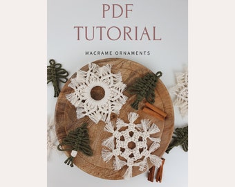 Patrones de adornos navideños de macramé / Tutorial de descarga instantánea / Guía de nudos incluida