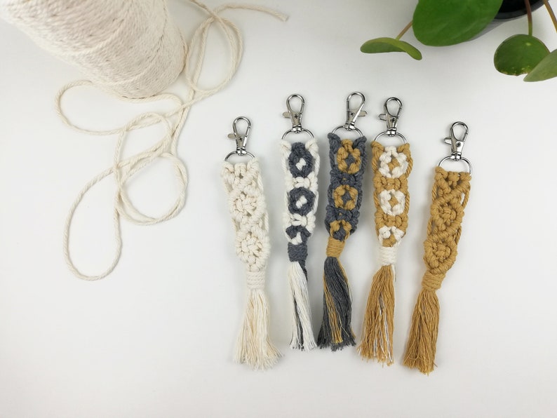 3 Macrame Keychain Patterns PDF Instant download Tutorial Knot Guide included image 4