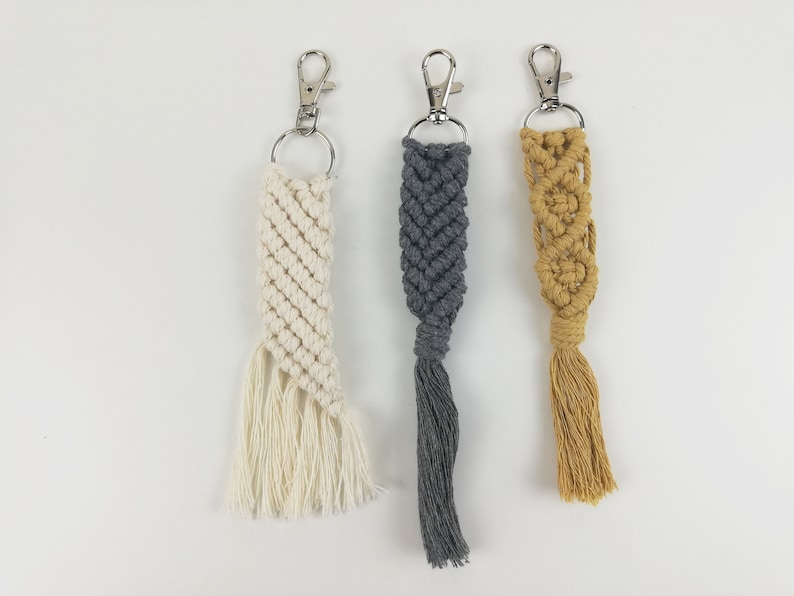3 Macrame Keychain Patterns PDF Instant download Tutorial Knot Guide included image 6