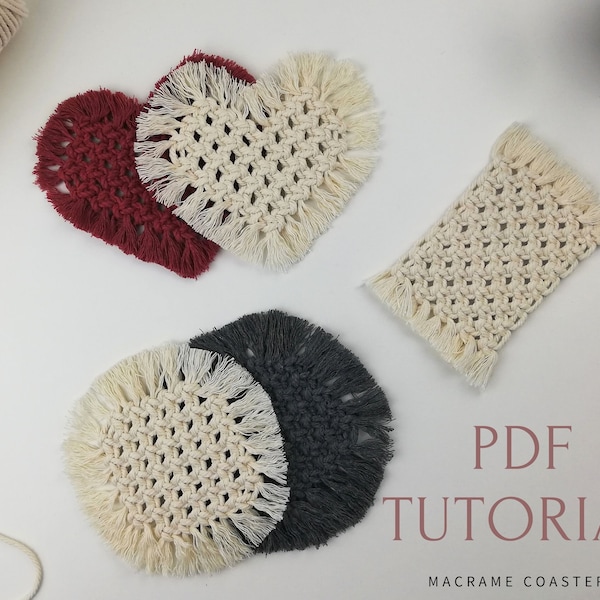 3 Macrame Coaster Patterns PDF | Instant download Tutorial | Knot Guide included