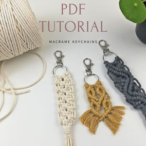 3 Macrame Keychain Patterns PDF | Instant download Tutorial | Knot Guide included