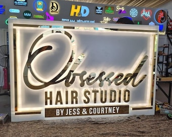 Custom Backlit 3D Business Sign | Company Logo 3D LED Metal Sign | 3D LED Metal Business Sign | Light up letters Acrylic Business Sign