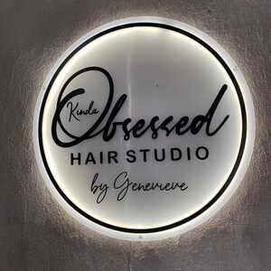 Acrylic Custom Logo, Business Hair Studio Backlit Neon Sign, Mirror ...