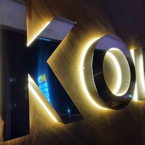 Backlit Company Sign, 3D Led Logo Custom Signage, Metal Light Custom Business Sign, Brushed Office wall Logo Sign, Personalized Brand Sign